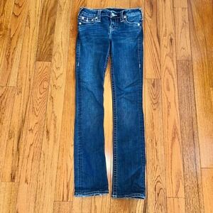 True Religion Women's Size 26 Slim Straight Jeans Embroidery